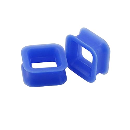 ANAZOZ Double Flared Tunnel 10mm, Silikon Flesh Tunnel Frauen 2 stück Tunnel Piercing Ohrringe Blaue Quadratische Form von ANAZOZ
