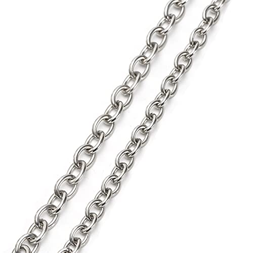 ANAZOZ Edelstahl Kette Frauen Ohne Anhänger 50 cm, Halskette Herren Hip Hop Rolokette 3mm Breit Silber von ANAZOZ