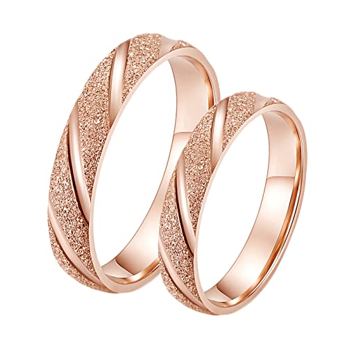 ANAZOZ Edelstahl Ringe Trauringe, Verlobungsringe Paar Personalisierte gr.54 und gr 62 Rose Gold Matte Ring Breit 4mm von ANAZOZ