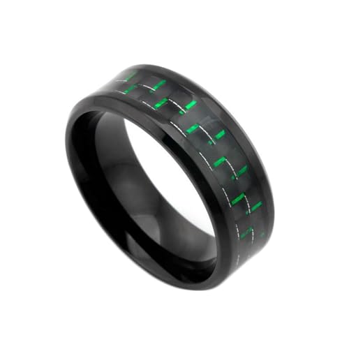 ANAZOZ Edelstahlringe Damen, Trauringe mit Gravur Personalisiert Größe 62 (19.7) Ring Carbon mit Abgeschrägter Kante von ANAZOZ