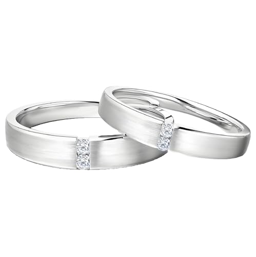 ANAZOZ Ehering Set Weißgold 375, Trauringe Paarpreis für Sie und Ihn Diamant Echt Verlobungsringe Größe 54 und 62 von ANAZOZ