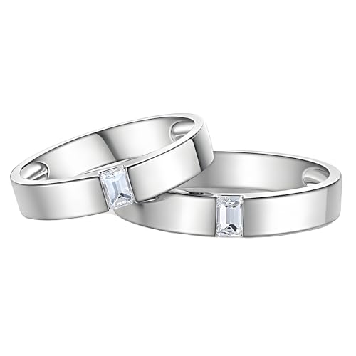 ANAZOZ Eheringe 9 karat Weißgold, Hochzeitringe Paar Mann und Frau Moissanite Trauringe Damen 60 und Herren 70 von ANAZOZ