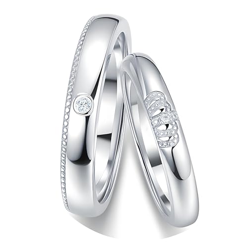 ANAZOZ Eheringe 950 Platin Paarpreis, Ringe Partnerringe Set Diamant, Echtschmuck Trauringe Gr. 49 und 65 von ANAZOZ