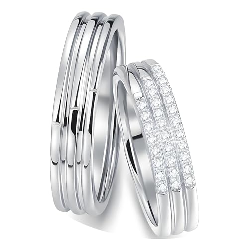ANAZOZ Eheringe Aus Platin 950, Hochzeit Ringe Paar Mann und Frau mit Moissanite Trauringe Größe 60 und 70 von ANAZOZ