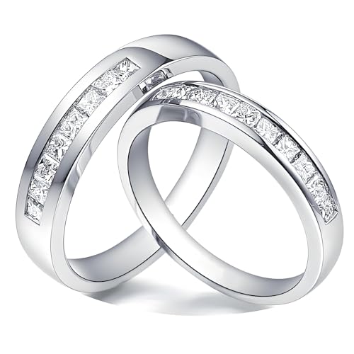ANAZOZ Eheringe Aus Platin 950, Hochzeitringe Paar Mann und Frau Moissanite Echtschmuck Trauringe Gr. 60 und 67 von ANAZOZ