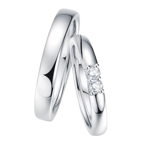 ANAZOZ Eheringe Aus Platin 950, Hochzeitringe Paar Mann und Frau mit Diamant Echt Verlobungsringe Größe 62 und 70 von ANAZOZ