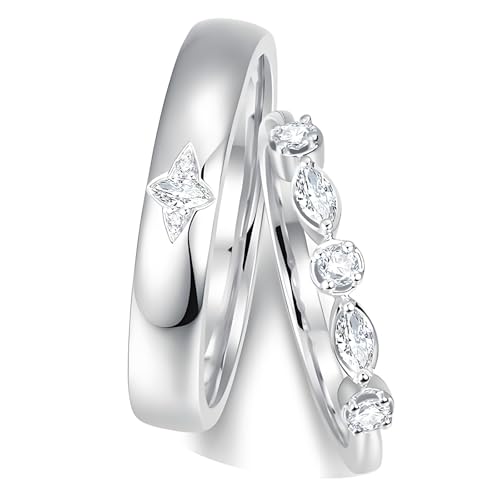 ANAZOZ Eheringe Aus Platin Paarpreis, Hochzeitringset Paar mit Diamant, Echtschmuck Verlobungsringe Gr. 57 und 57 von ANAZOZ