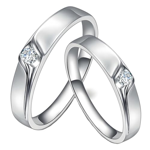 ANAZOZ Eheringe Aus Platin Paarpreis, Verlobungsring Paar mit Moissanite Echtschmuck Trauringe Gr. 54 und 65 von ANAZOZ