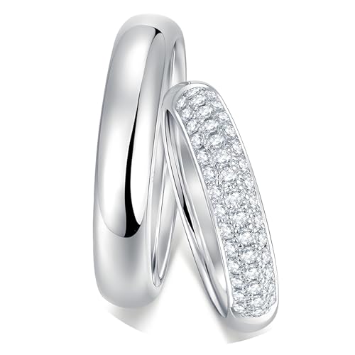 ANAZOZ Eheringe Paarpreis Platin, Ringe Paare Verlobung für Sie und Ihn mit Moissanite Trauringe Damen Gr. 60 und Herren Gr. 65 von ANAZOZ