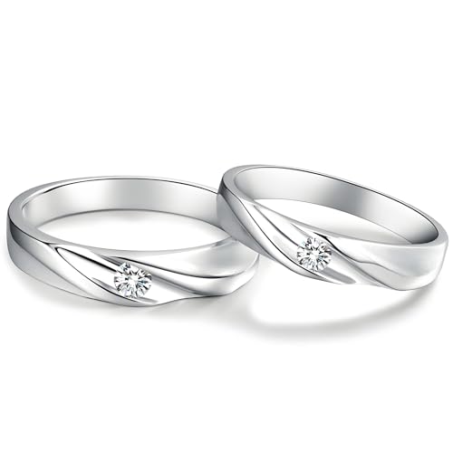 ANAZOZ Eheringe Paarpreis Platin, Trauringe Paar Mann und Frau mit Moissanite, Echtschmuck Hochzeitringe Damen 54 und Herren 70 von ANAZOZ