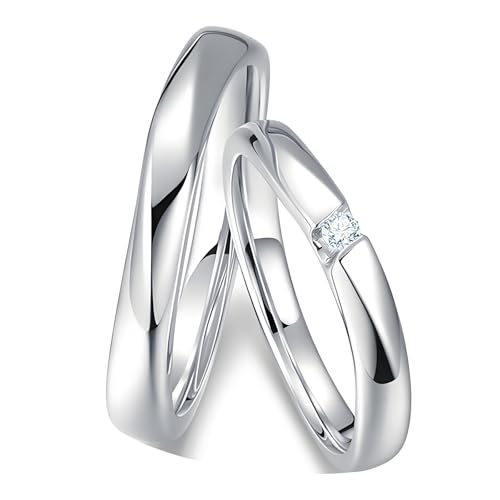 ANAZOZ Eheringe Paarpreis Platin 950, Trauringe Paar Mann und Frau mit Diamant Echt Hochzeitringe Gr. 52 und 57 von ANAZOZ