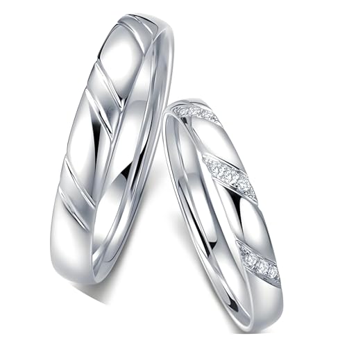 ANAZOZ Eheringe Platin Paarpreis, Verlobungsringe Paar Diamant Echt Partnerringe Damen 54 und Herren 57 von ANAZOZ