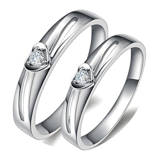 ANAZOZ Eheringe Weissgold 14 karat, Ringe Paare Verlobung für Sie und Ihn Moissanite Partnerringe Größe 52 und 62 von ANAZOZ