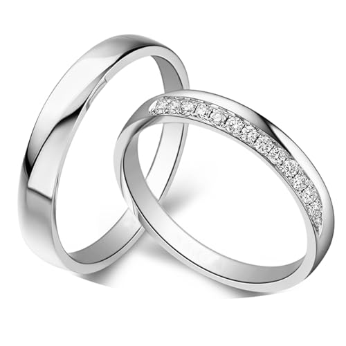 ANAZOZ Eheringe Weissgold 18 karat, Trauringe Paar Mann und Frau mit Moissanite Hochzeitringe Damen Gr. 60 und Herren Gr. 57 von ANAZOZ