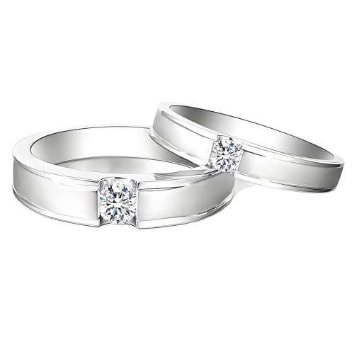 ANAZOZ Eheringe Weissgold 9k, Paar Ringe Mann und Frau mit Moissanite Echtschmuck Verlobungsringe Personalisiert von ANAZOZ