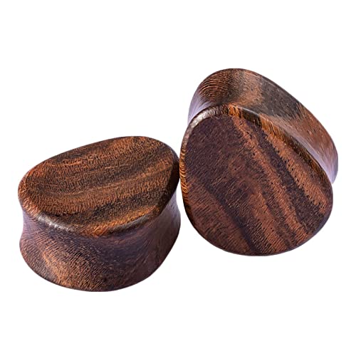ANAZOZ Flesh Tunnel Holz 22mm, Ohr Plug Set Frauen 2 stück Tunnel Piercing Set Braune Tropfenform von ANAZOZ