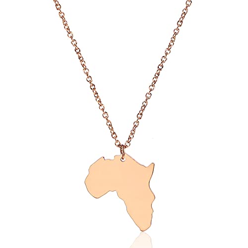 ANAZOZ Halskette Frau Halskette Damen Afrika Karte Edelstahl Halskette mit Anhänger Rosegold Damenketten von ANAZOZ