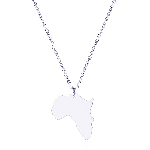 ANAZOZ Halskette Frau Halskette Damen Afrika Karte Edelstahl Halskette mit Anhänger Silber Damenketten von ANAZOZ