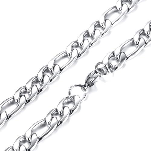 ANAZOZ Halsketten für Herren, Edelstahl Halskette Damen Ohne Anhänger 60cm Figaro-Kettenhalskette 4,5 mm von ANAZOZ