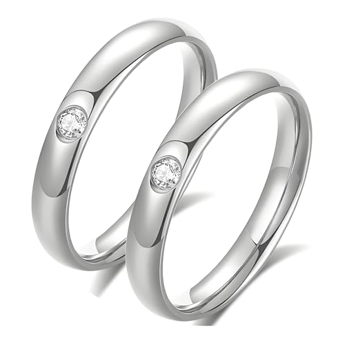 ANAZOZ Hochzeit Ringe Paar Platin, Trauringe Paarpreis für Sie und Ihn mit Diamant Echt Partnerringe Größe 52 und 65 von ANAZOZ