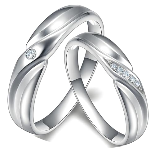 ANAZOZ Hochzeit Ringe Paar Platin 950, Ringe Mann und Frau Eheringe mit Diamant Echt Verlobungsringe Gr. 60 und 62 von ANAZOZ
