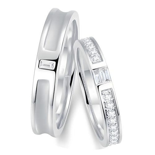 ANAZOZ Hochzeit Ringe Paar Platin 950, Ringe Mann und Frau Verlobungsringe mit Diamant Eheringe Gr. 57 und 70 von ANAZOZ