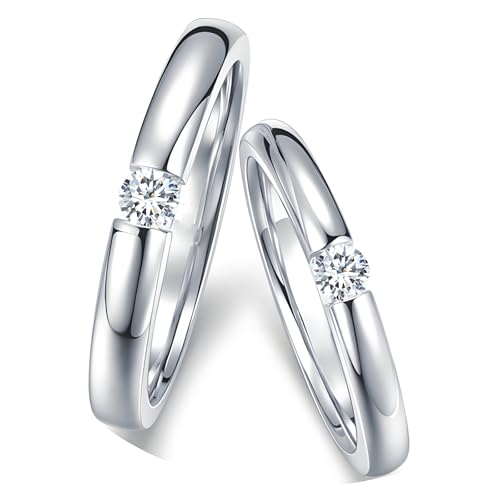 ANAZOZ Hochzeit Ringe Paar Platin 950, Ringe Partnerringe Set für Sie und Ihn mit Diamant Verlobungsringe Damen 54 und Herren 67 von ANAZOZ