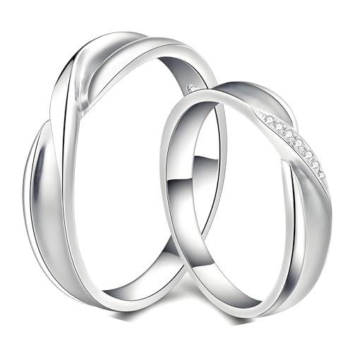 ANAZOZ Hochzeit Ringe Paar Platin 950, Verlobungsringe für Sie und Ihn mit Diamant Trauringe Gr. 60 und 54 von ANAZOZ