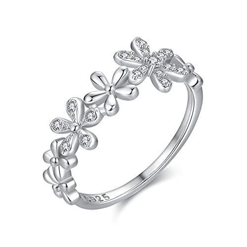 ANAZOZ Hochzeit Ringe Silber 925, Kleine Ringe für Finger Damen Größe 57 (18.1) Blumenring mit Zirkonia von ANAZOZ