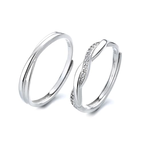ANAZOZ Hochzeit Ringe Silber 999 Paar, Personalisierte Ringe Paare Verstellbar Kreuzring mit Zirkonia von ANAZOZ