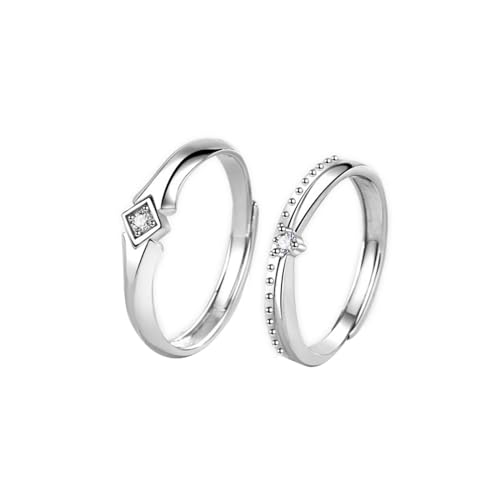ANAZOZ Hochzeitringset Silber 999, Partnerringe für Sie und Ihn Matching Ring mit Zirkonia von ANAZOZ