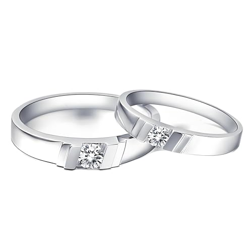 ANAZOZ Hochzeitringset Weißgold 375, Paar Ringe Set Verlobungsringe Moissanite Eheringe Größe 49 und 65 von ANAZOZ