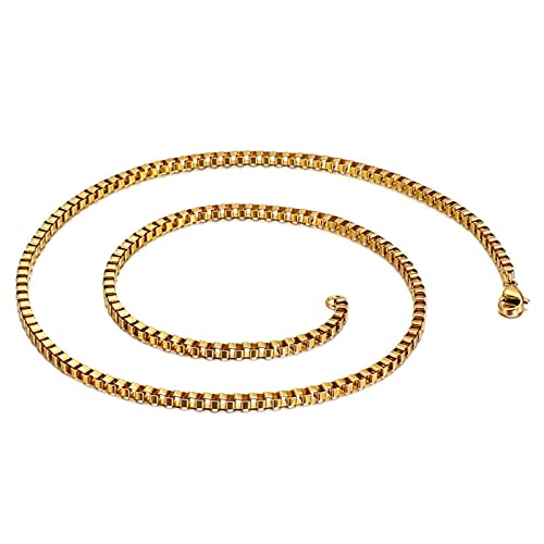 ANAZOZ Kette Edelstahl Damen 65 cm, Halskette für Anhänger Herren Venezianierkette 3mm Breit Gold von ANAZOZ