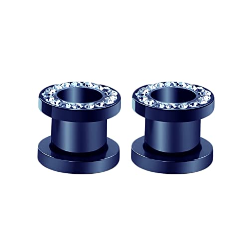 ANAZOZ Ohr Plug 1.6mm, Ohr Tunnel Damen Edelstahl 2 Stücke Piercing Schmuck Double Flared Blauer Ohr Tunnel Mit Zirkonia von ANAZOZ