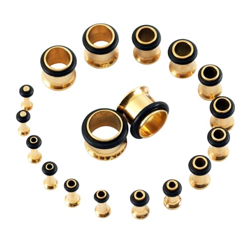 ANAZOZ Ohr Plug 1.6mm-10mm, Ohr Flesh Tunnel Edelstahl 18er Set Piercing-Schmuck Herren, Ohr Expander Ohrringe Gold ANAZOZ Ohr Plug 1.6mm-10mm, Ohr Flesh Tunnel Edelstahl 18er Set Piercing-Schmuck Herren, Ohr Expander Ohrringe Gold von ANAZOZ