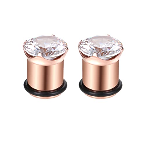 ANAZOZ Ohr Plug 6mm, Ohr Tunnel Herren Edelstahl 2 Stücke Piercing Schmuck Double Flared Mit Zirkonia von ANAZOZ