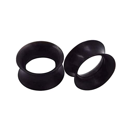 ANAZOZ Ohr Tunnel 10mm, Ohr Plug Damen Silikon 2 Stücke Ear Tunnel Expander Ohrpiercing Double Flared Ohr Tunnel Dehnset Schwarz von ANAZOZ