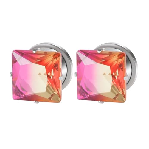 ANAZOZ Ohr Tunnel 8mm, Ohr Expander Plug Edelstahl 2 Stück Piercing Ohrstecker Damen, Ohr-Stretching Ohrringe Rosa Orange von ANAZOZ