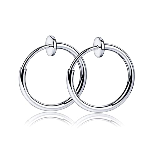 ANAZOZ Ohrringe Clip Damen Ohne Ohrloch, Ohrringe Creolen Edelstahl Herren Silberne Runde Form 16mm von ANAZOZ