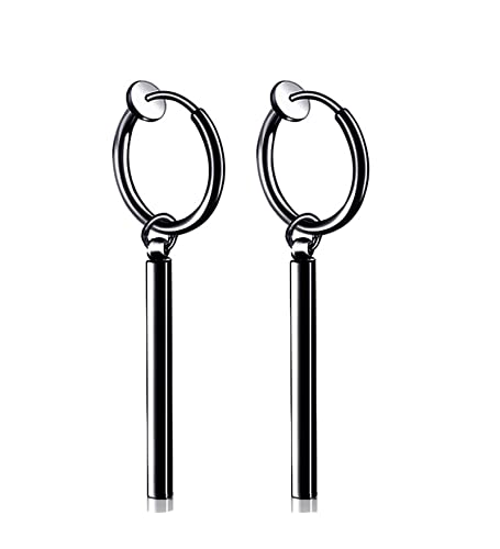ANAZOZ Ohrringe Clips Damen Ohne Ohrloch, Creolen Anhänger Edelstahl mit Langstab-Anhänger von ANAZOZ