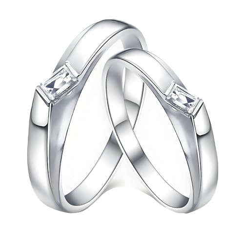 ANAZOZ Paar Ringe 18 karat Weißgold, Ringe Mann und Frau Verlobungsringe mit Moissanite Partnerringe Größe 49 und 70 von ANAZOZ