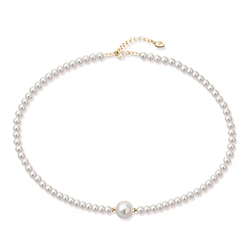 ANAZOZ Perlenkette Damen, Choker Halskette mit Perlen Anhänger Silber Verstellbar 3mm Perlen Kette 35cm mit Verlängerung ANAZOZ Perlenkette Damen, Choker Halskette mit Perlen Anhänger Silber Verstellbar 3mm Perlen Kette 35cm mit Verlängerung von ANAZOZ