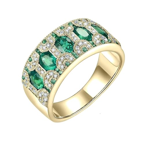 ANAZOZ Ring 925 Silber Damen, Hochzeit Ringe Damen Echtschmuck mit Labor Smaragd 1,58 Karat und Moissanite größe 65 (20.7) von ANAZOZ