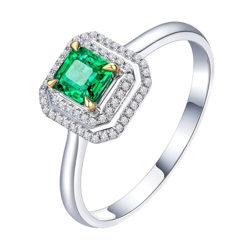 ANAZOZ Ring 925 Silber Damen, Hochzeit Ringe Frauen Echtschmuck mit Labor Smaragd 0,5 Karat und Moissanite größe 48 (15.3) von ANAZOZ