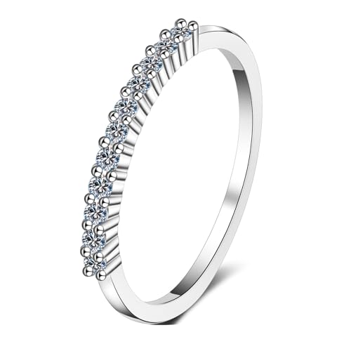ANAZOZ Ring Dünn Damen, Kleine Finger Ringe mit Labor Diamant 0,22 karat D-VVS1 oder VVS2 | Trauringe größe 56 | Ringe Weißgold für Damen von ANAZOZ