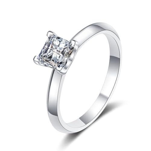ANAZOZ Ring Echt Gold 585, Hochzeit Ringe Damen größe 53 | Solitär Ringe mit Labor Diamant Prinzessschliff 1 karat D-VVS1 oder VVS2 von ANAZOZ