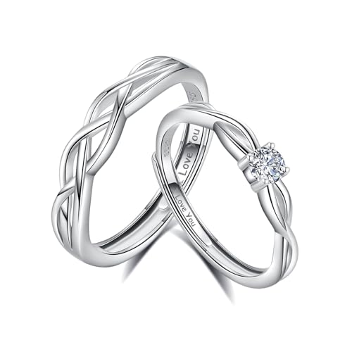 ANAZOZ Ring Infinity Silber 925, Hochzeitringe Paar mit I Love You Wickelring Verstellbar Partnerringe für Sie und Ihn von ANAZOZ