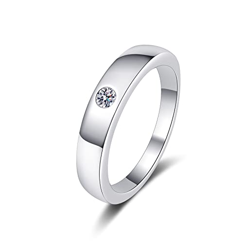 ANAZOZ Ring Silber 925 Damen, Eheringe Damen Personalisiert Größe 49 (15.6) Solitärring mit Moissanit 0,1 Karat von ANAZOZ