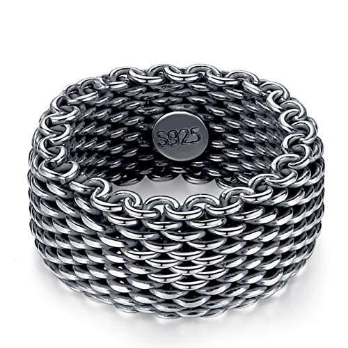 ANAZOZ Ring Silber 925 Herren Vintage Geflochten Ring Ring Siegel Herren Verlobungsring Herrenring Hochwertig Daumenring Punk Rock Stil Silber Punk Schmuck für Männer Größe：70 (22.3) von ANAZOZ