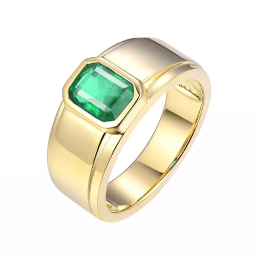 ANAZOZ Ring Solitär Gold 750 Herren, Herren Ringe Hochzeit Echtschmuck mit Labor Smaragd 1,5 Karat größe 67 (21.3) von ANAZOZ